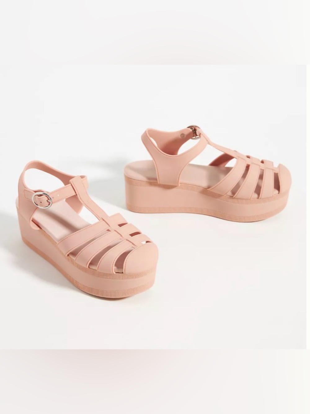 Jeffrey Campbell Candied fisherman chunky platform jelly sandals size 9 Blush